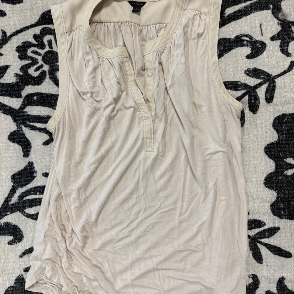 Ann Taylor Ivory Sleeveless Tank Top